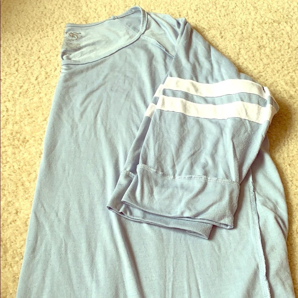 Terra & Sky light Blue Raw Edge Baseball T